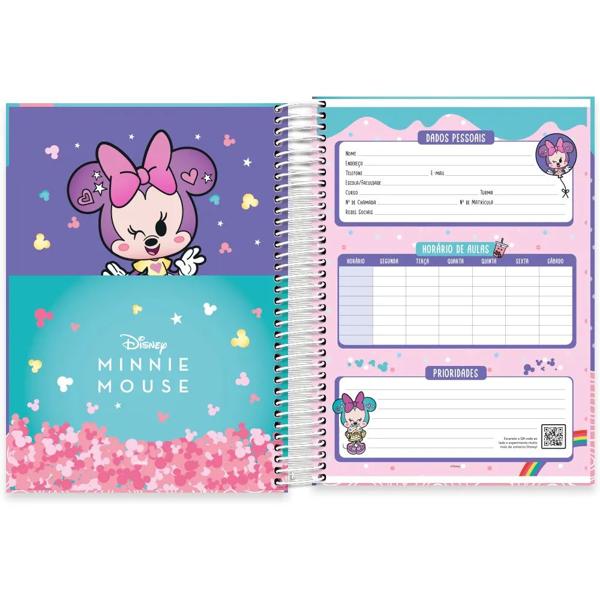 Caderno Universitário Capa Dura, 10x1, 160 Folhas, Disney Minnie Kawaii, 2333093, Spiral Mikw - PT 1 UN