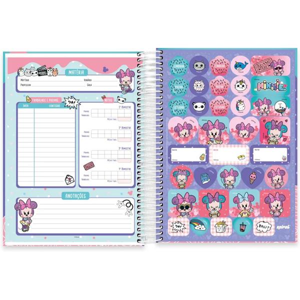 Caderno Universitário Capa Dura, 10x1, 160 Folhas, Disney Minnie Kawaii, 2333093, Spiral Mikw - PT 1 UN