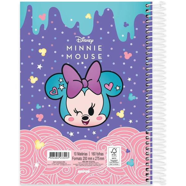 Caderno Universitário Capa Dura, 10x1, 160 Folhas, Disney Minnie Kawaii, 2333093, Spiral Mikw - PT 1 UN