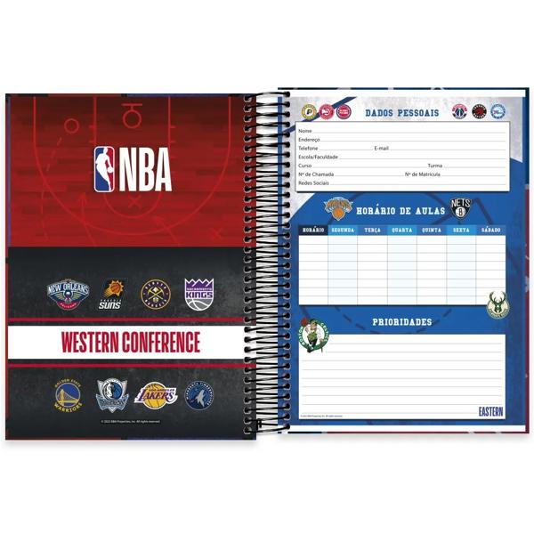 Caderno universitário capa dura, 10x1, 160 folhas, NBA, 2334953, Spiral Nba - PT 1 UN