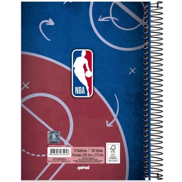 Caderno universitário capa dura, 10x1, 160 folhas, NBA, 2334953, Spiral Nba - PT 1 UN