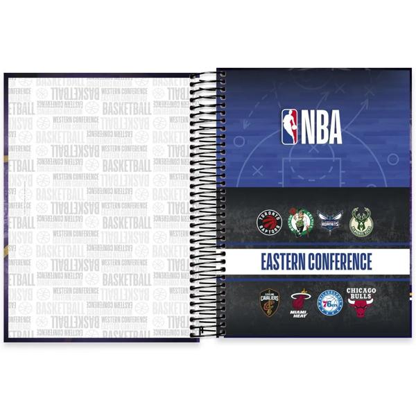 Caderno universitário capa dura, 10x1, 160 folhas, NBA, 2334953, Spiral Nba - PT 1 UN