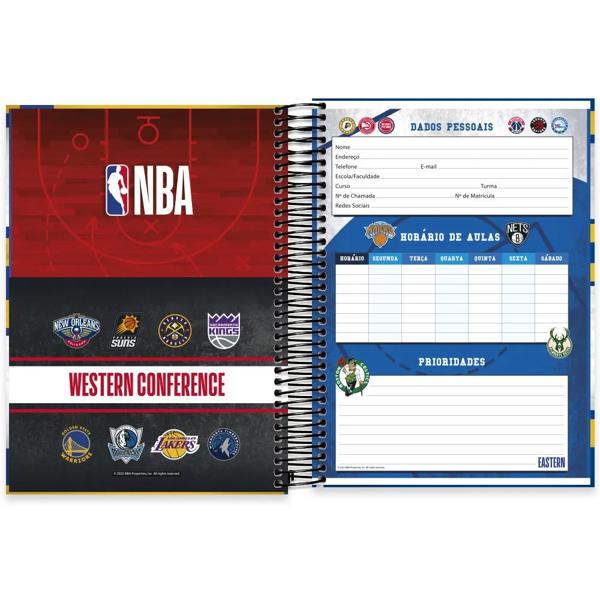 Caderno universitário capa dura, 10x1, 160 folhas, NBA, 2372450, Spiral Nba - PT 1 UN