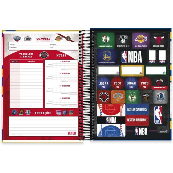 Caderno universitário capa dura, 10x1, 160 folhas, NBA, 2372450, Spiral Nba - PT 1 UN