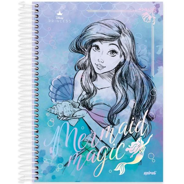 Caderno Universitário Capa Dura, 10x1, 160 Folhas, Disney Princesas, 2333130, Spiral Pn - PT 1 UN