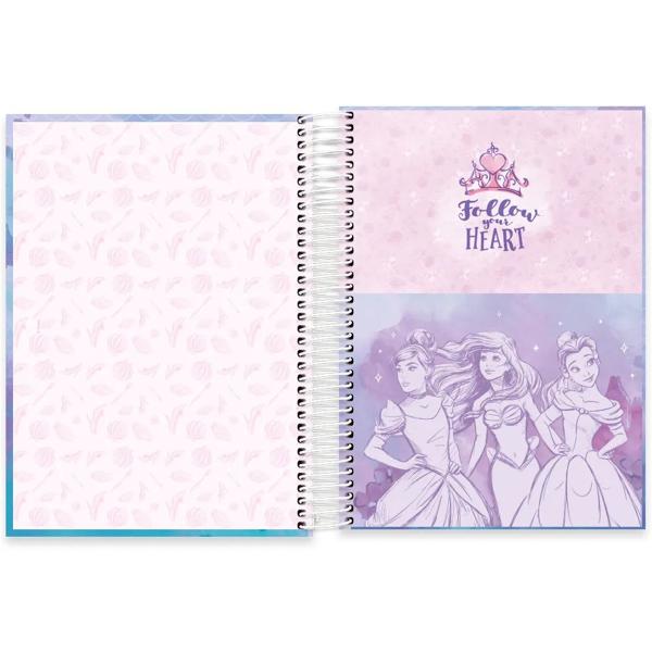 Caderno Universitário Capa Dura, 10x1, 160 Folhas, Disney Princesas, 2333130, Spiral Pn - PT 1 UN