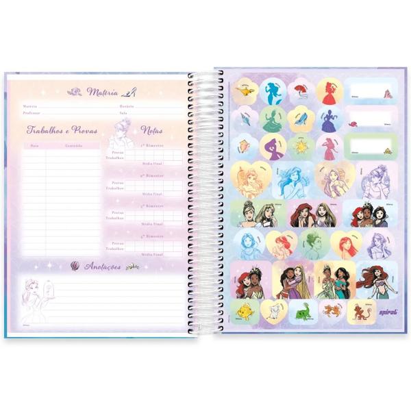 Caderno Universitário Capa Dura, 10x1, 160 Folhas, Disney Princesas, 2333130, Spiral Pn - PT 1 UN