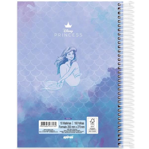 Caderno Universitário Capa Dura, 10x1, 160 Folhas, Disney Princesas, 2333130, Spiral Pn - PT 1 UN