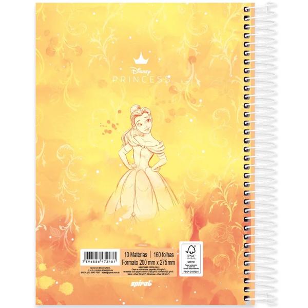 Caderno Universitário Capa Dura, 10x1, 160 Folhas, Disney Princesas, 2372481, Spiral Pn - PT 1 UN