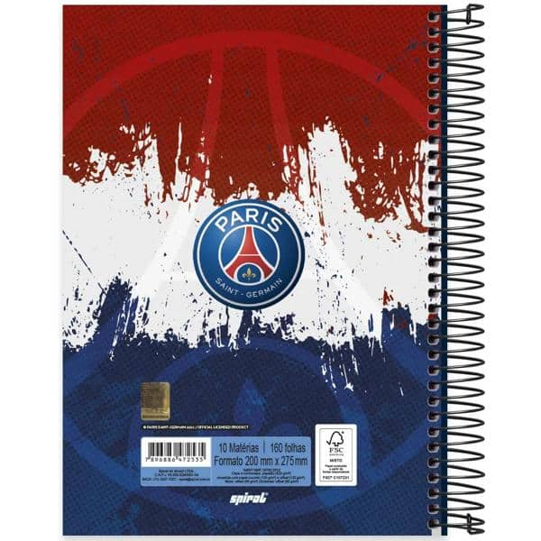 Caderno universitário capa dura, 10x1, 160 folhas, PSG, 2372535, Spiral Psg - PT 1 UN