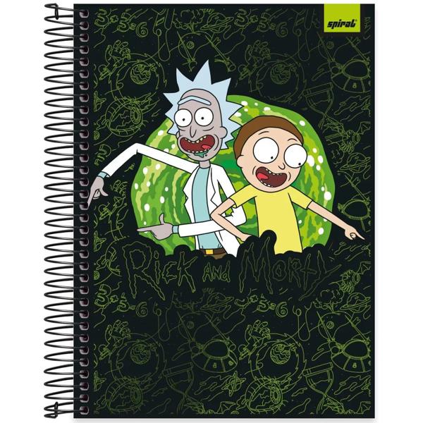 Caderno universitário capa dura, 10x1, 160 folhas, Rick & Morty, 2333154, Spiral Rem - PT 1 UN