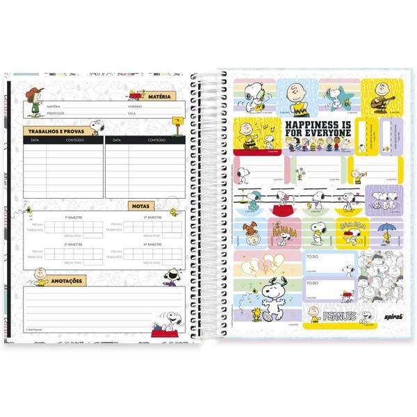 Caderno universitário capa dura, 10x1, 160 folhas, Snoopy, 2333161, Spiral Sno - PT 1 UN