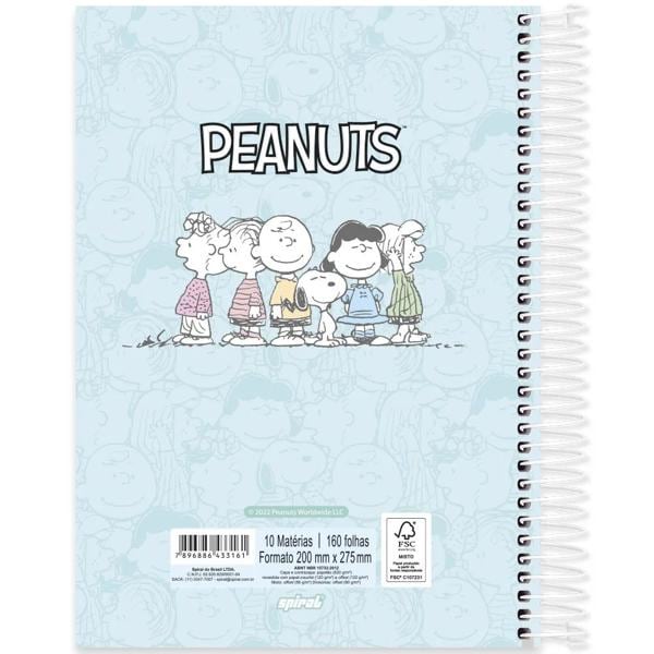 Caderno universitário capa dura, 10x1, 160 folhas, Snoopy, 2333161, Spiral Sno - PT 1 UN