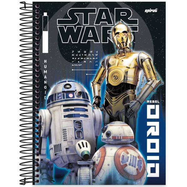 Caderno universitário capa dura, 10x1, 160 folhas, Star Wars, 2333185, Spiral Starw - PT 1 UN