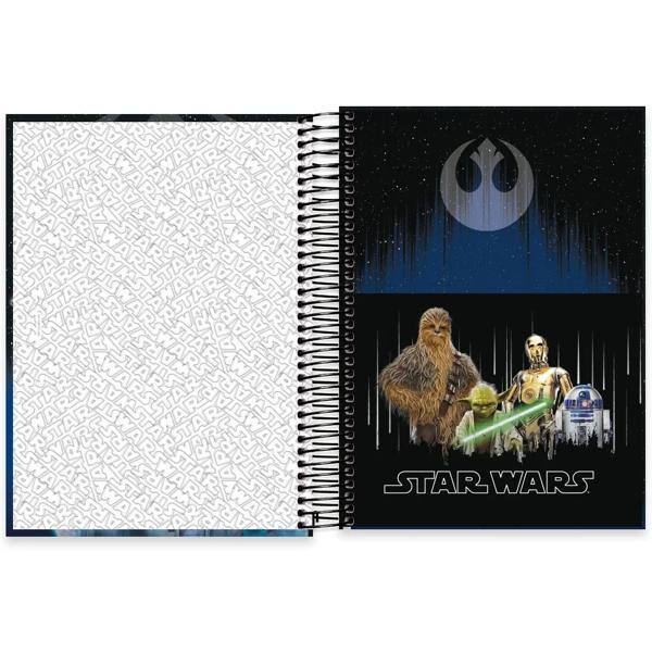 Caderno universitário capa dura, 10x1, 160 folhas, Star Wars, 2333185, Spiral Starw - PT 1 UN