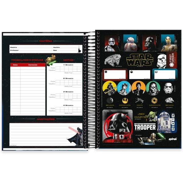 Caderno universitário capa dura, 10x1, 160 folhas, Star Wars, 2333185, Spiral Starw - PT 1 UN