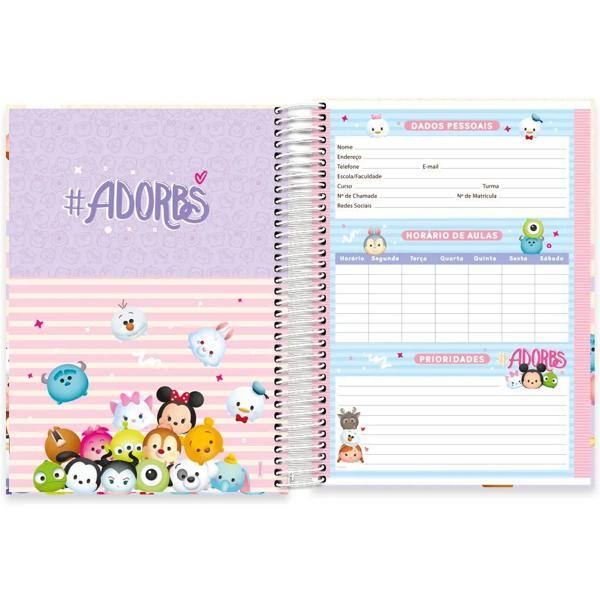 Caderno universitário capa dura, 10x1, 160 folhas, Tsum Tsum, 2333222, Spiral Tsum - PT 1 UN