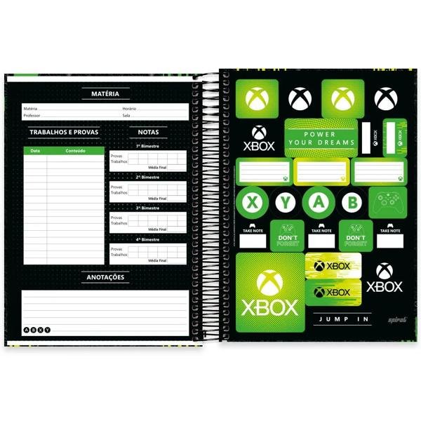 Caderno universitário capa dura, 10x1, 160 folhas, Xbox, 2333253, Spiral Xbox - PT 1 UN