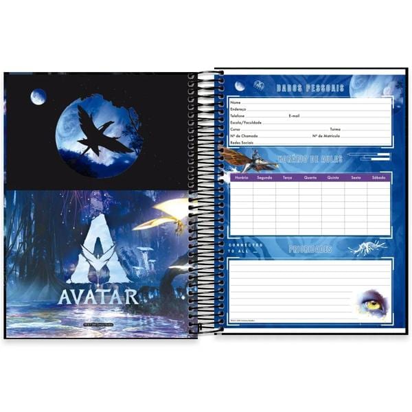 Caderno Universitário Capa Dura 15x1 240 Folhas Avatar Disney Spiral Ava - PT 1 UN