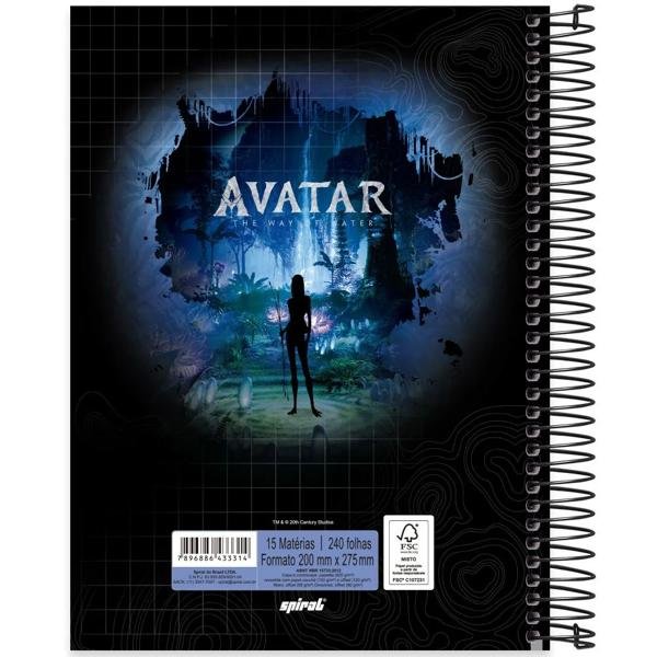 Caderno universitário capa dura, 15x1, 240 folhas, Avatar, 2333314, Spiral Ava- PT 1 UN
