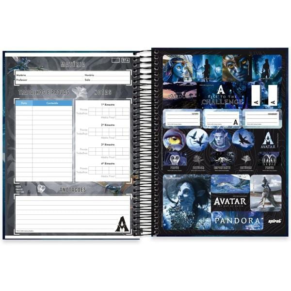 Caderno Universitário Capa Dura 15x1 240 Folhas Avatar Disney Spiral Ava - PT 1 UN