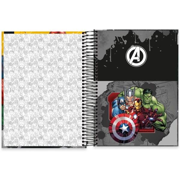 Caderno universitário capa dura, 15x1, 240 folhas, Avengers, 2372672, Spiral Av - PT 1 UN