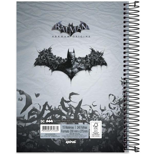 Caderno universitário capa dura, 15x1, 240 folhas, Batman Game, 2372689, Spiral Btg - PT 1 UN