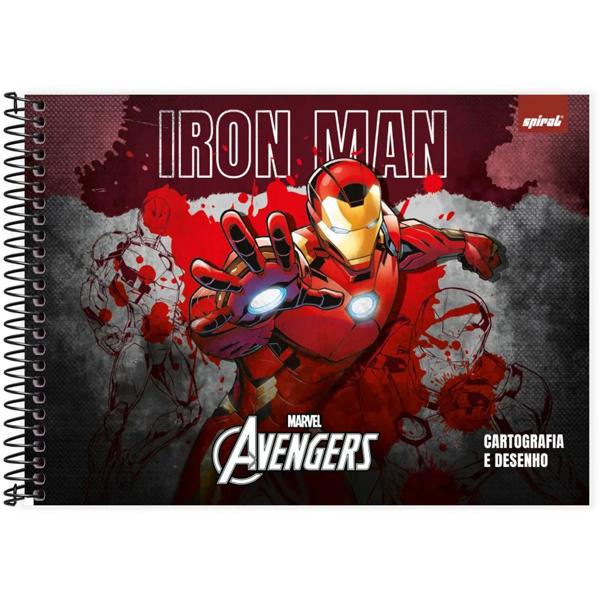 Caderno cartografia e desenho capa dura 48 folhasVingadores Avengers Marvel Homem de Ferro, Spiral, 2373242 - PT 1 UN