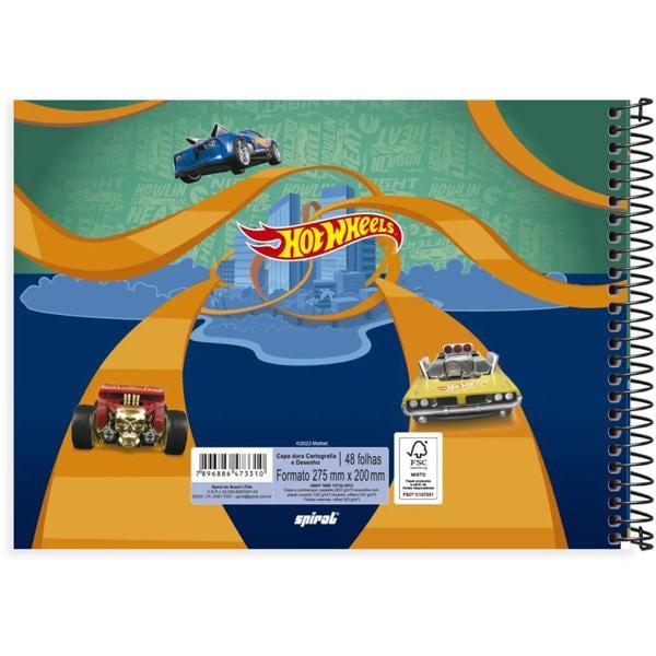 Caderno cartografia e desenho capa dura 48 folhas Hot Wheels, Spiral, 2373310 - PT 1 UN