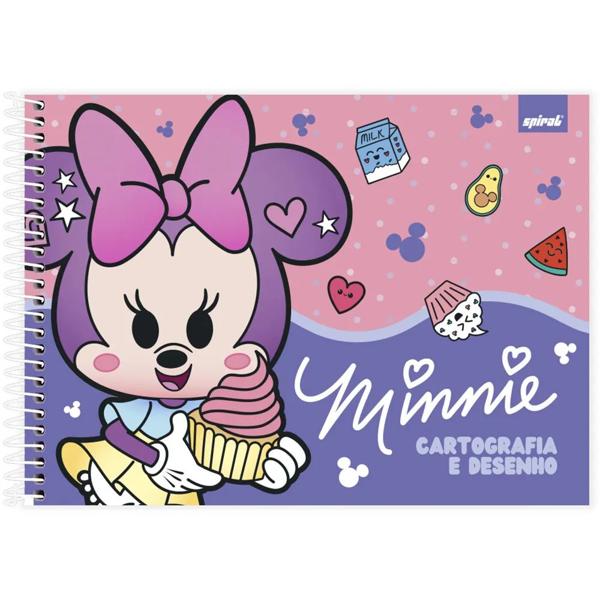 Caderno cartografia e desenho capa dura 48 folhas Disney Minnie Kawaii Cupcake, Spiral,2373464 - PT 1 UN