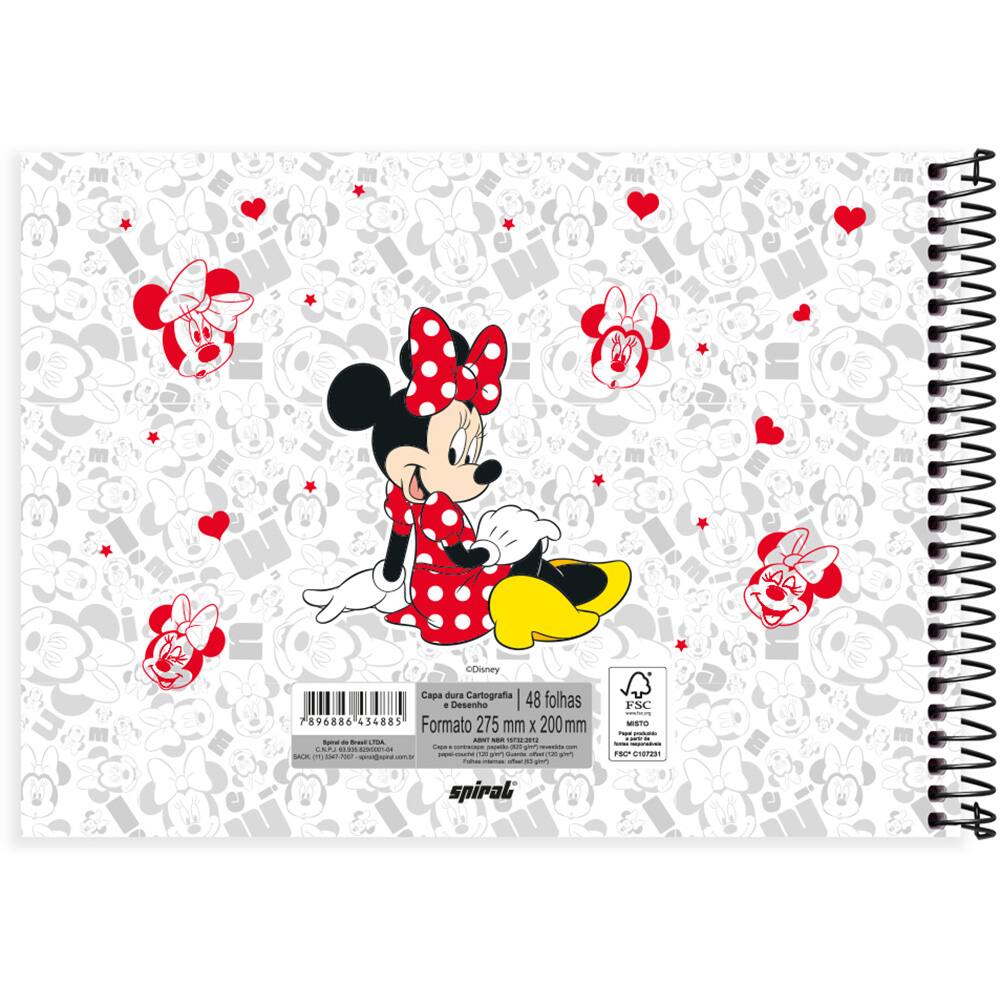 Caderno cartografia e desenho capa dura 48 folhas Disney Minnie