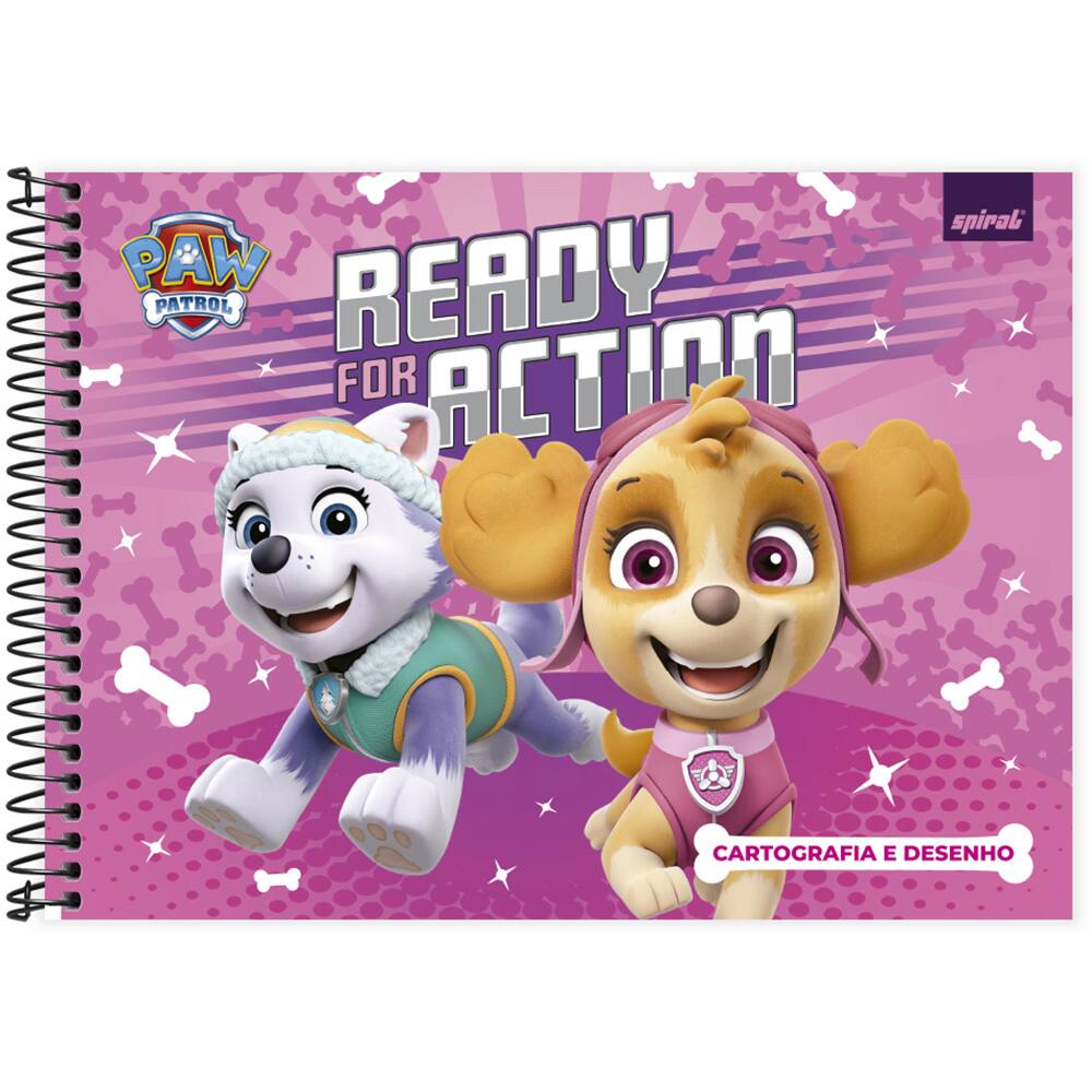 Caderno Cartografia E Desenho Capa Dura Folhas Patrulha Canina Paw Patrol Spiral