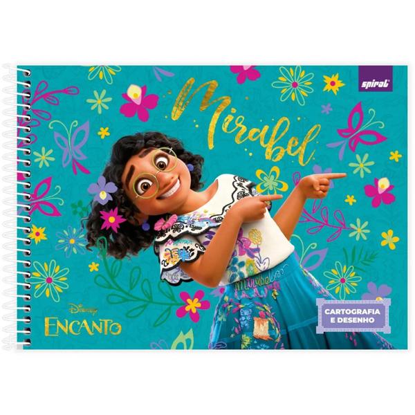 Caderno cartografia e desenho capa dura 80 folhas Disney Encanto, Spiral, 2334304 - PT 1 UN