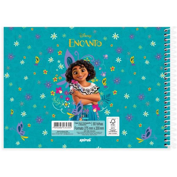 Caderno cartografia e desenho capa dura 80 folhas Disney Encanto, Spiral, 2334304 - PT 1 UN