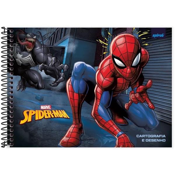 Caderno cartografia e desenho capa dura 80 folhas Marvel Homem Aranha Spider-Man Venom,Spiral, 2334335 - PT 1 UN