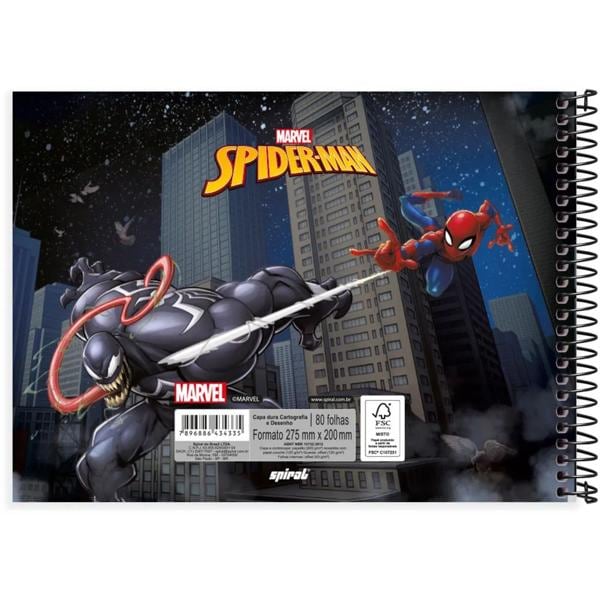 Caderno cartografia e desenho capa dura 80 folhas Marvel Homem Aranha Spider-Man Venom,Spiral, 2334335 - PT 1 UN