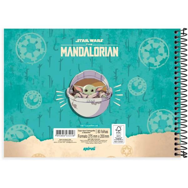 Caderno cartografia e desenho capa dura 80 folhas Star War The Mandalorian, Spiral,2334458 - PT 1 UN