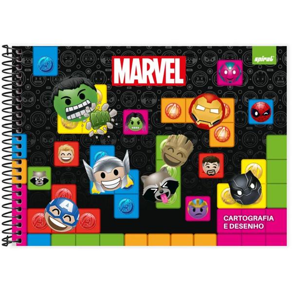 Caderno cartografia e desenho capa dura 80 folhas Marvel Emoji, Spiral, 2373624 - PT 1 UN