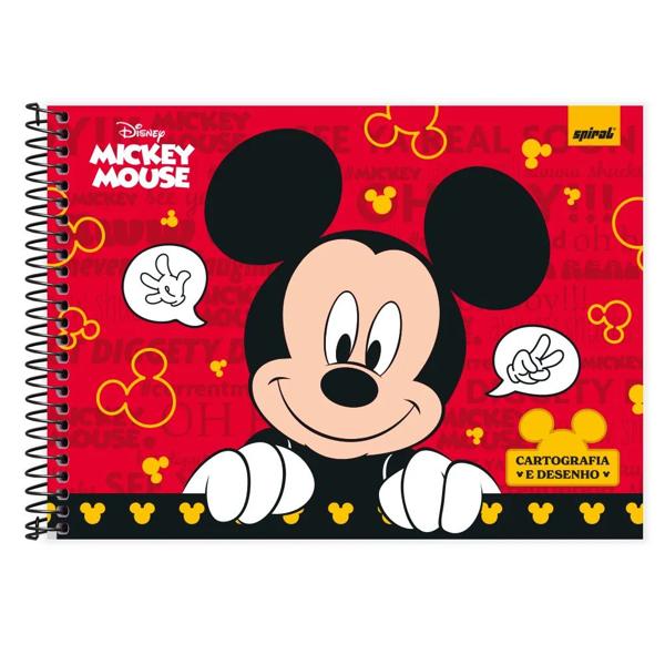 Caderno cartografia e desenho capa dura 80 folhas Disney Mickey Clássico, Spiral, 2374324- PT 1 UN