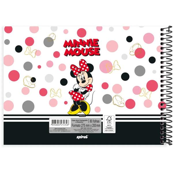 Caderno cartografia e desenho capa dura 80 folhas Disney Minnie Clássica, Spiral, 2374348- PT 1 UN