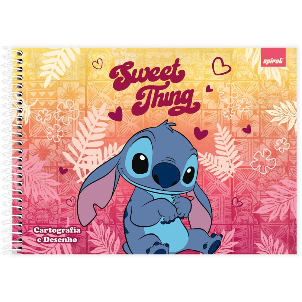Caderno cartografia e desenho capa dura 80 folhas Disney Stitch, Spiral,  2334069 - PT 1 UN - Escolar - Kalunga
