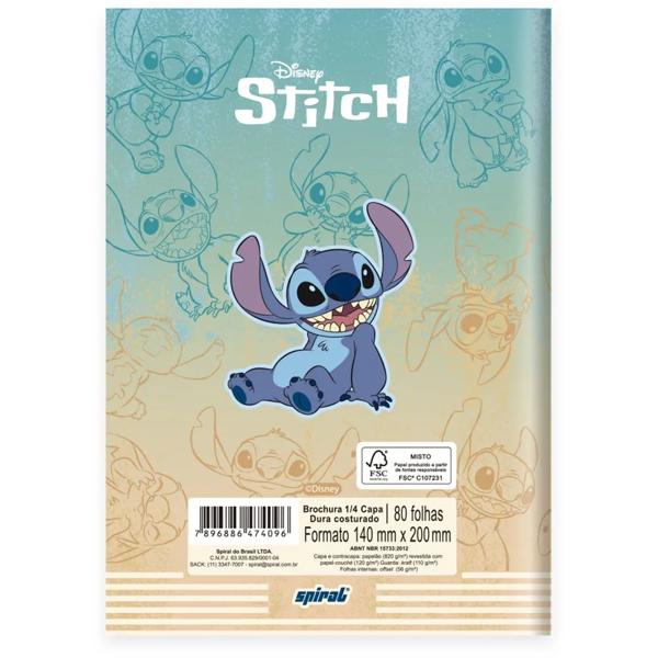 Caderno 1/4 capa dura costurado 80 folhas Disney Stitch, Spiral, 2374096 - PT 1 UN