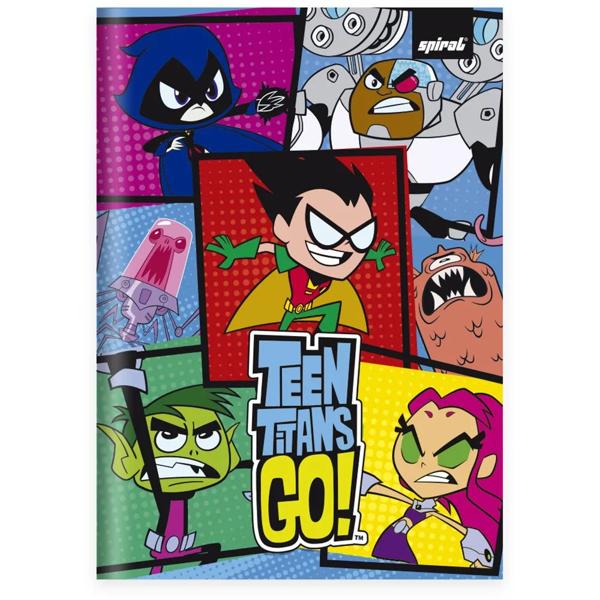 Caderno 1/4 capa dura costurado 80 folhas Teen Titans Go Os Jovens Titãs emAção, Spiral, 2374102 - PT 1 UN