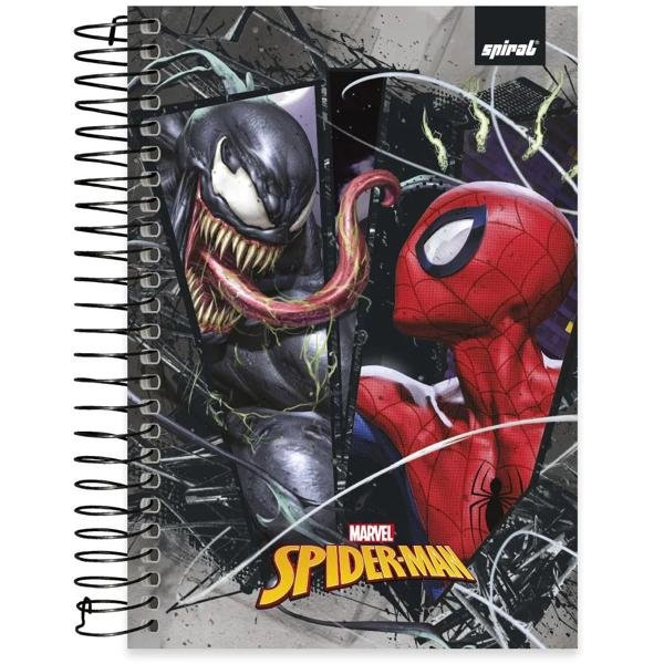 Caderno 1/4 capa dura espiral 160 folhas Marvel Homem Aranha Spider-Man Venon,Spiral, 2373891 - PT 1 UN