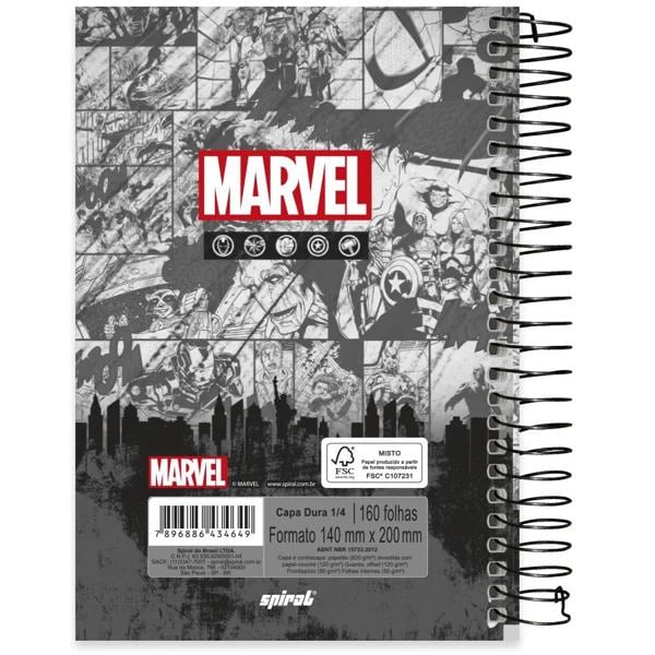 Caderno 1/4 capa dura espiral 160 folhas Marvel Red Brick, Spiral, 2334649- PT 1 UN