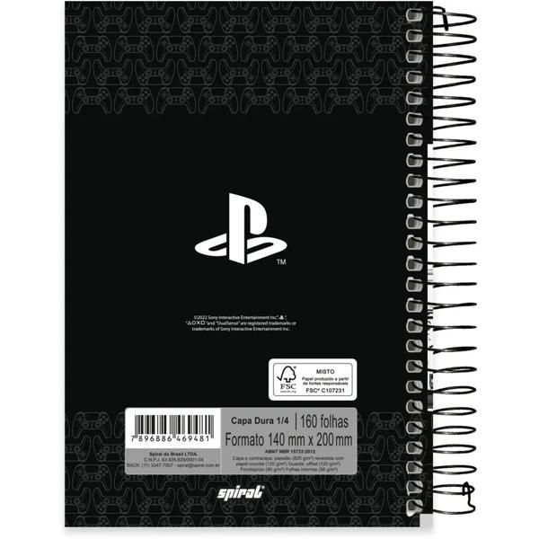 Caderno 1/4 capa dura espiral 160 folhas Playstation, Spiral, 2369481 - PT 1 UN