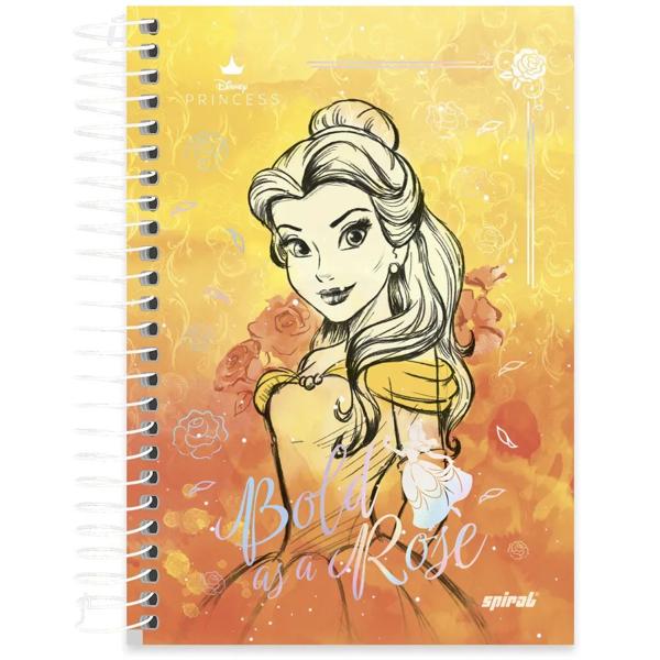 Caderno 1/4 capa dura espiral 160 folhas Disney Princesas Bela, Spiral, 2373945- PT 1 UN