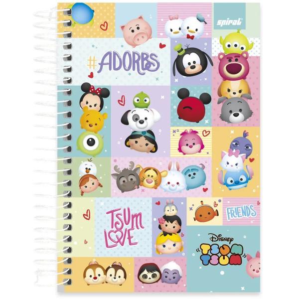 Caderno 1/4 capa dura espiral 160 folhas Disney Tsum Tsum, Spiral, 2374003- PT 1 UN