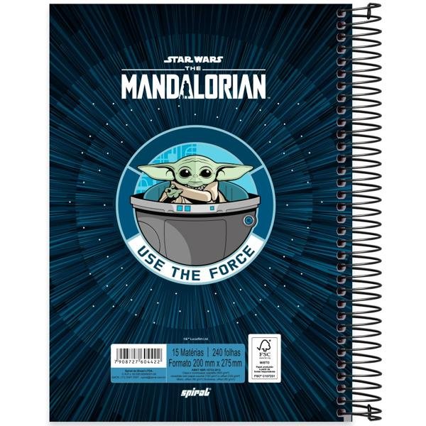 Caderno Universitário Capa Dura 15X1 240 Folhas The Mandalorian - Star Wars Spiral - PT 1 UN
