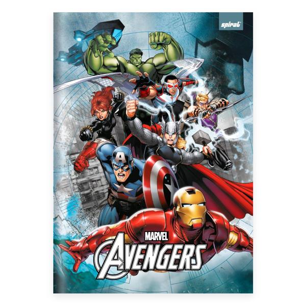 Caderno Universitário Capa Dura Brochura Costurado 80 Folhas, Marvel Vingadores - Avengers Spiral - PT 1 UN